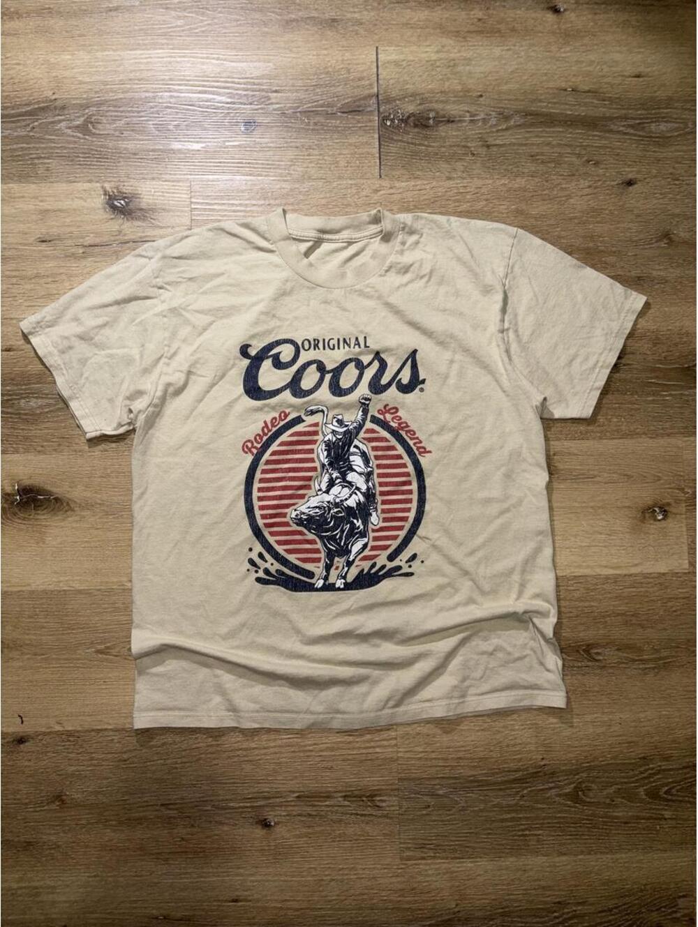 Coors Original Rodeo Legend Graphic T-Shirt Cream Size L